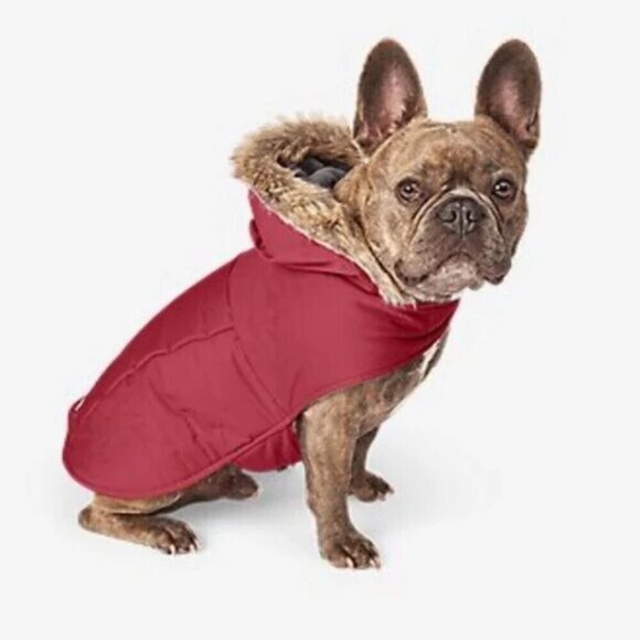 "NEW" Eddie Bauer Chinook Dog Pet Jacket Coat with hood red Small - Picture 1 of 13